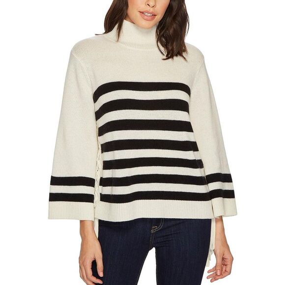 Joie Womens Ivory Wool Blend Comfy Ribbed Trim Turtleneck Sweater Top - Picture 1 of 2